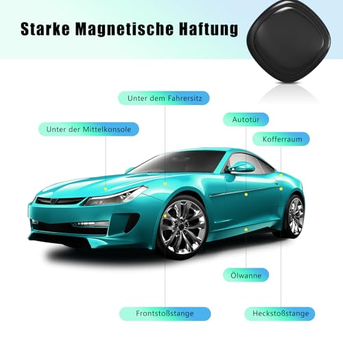 GPS Tracker Auto Ohne ABO für iOS & Android, Magnet Trackers für Fahrzeuge Motorrad Kfz, Smart Bluetooth Air Tags für Gepäck Koffer