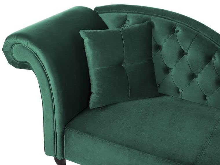 Image of Velvet Modern Chesterfield Chaise Lounge Couch 188 X 61 X 76 for Your Loving Space, (Bottle Green)