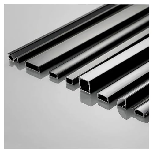 Perfil de aluminio LED para tira de luces 5050 5630 tipo V, color negro, 0,5 m/pieza, cubierta lechosa, barra lineal para armario, 10 unidades