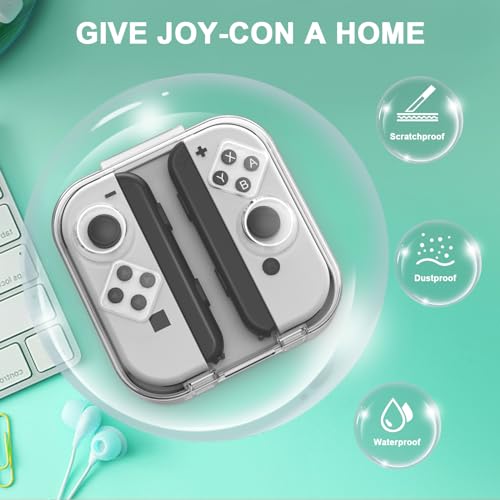 TiMOVO Switch Joy-con Storage Case, Dust-Proof Clear Protective Box Fit Nintendo Switch/OLED Joy-Con with Cover, Portable Joy-con Travel Carrying Case with Magnetic Lock & Anti-scratch Silicone Pad - Image 6