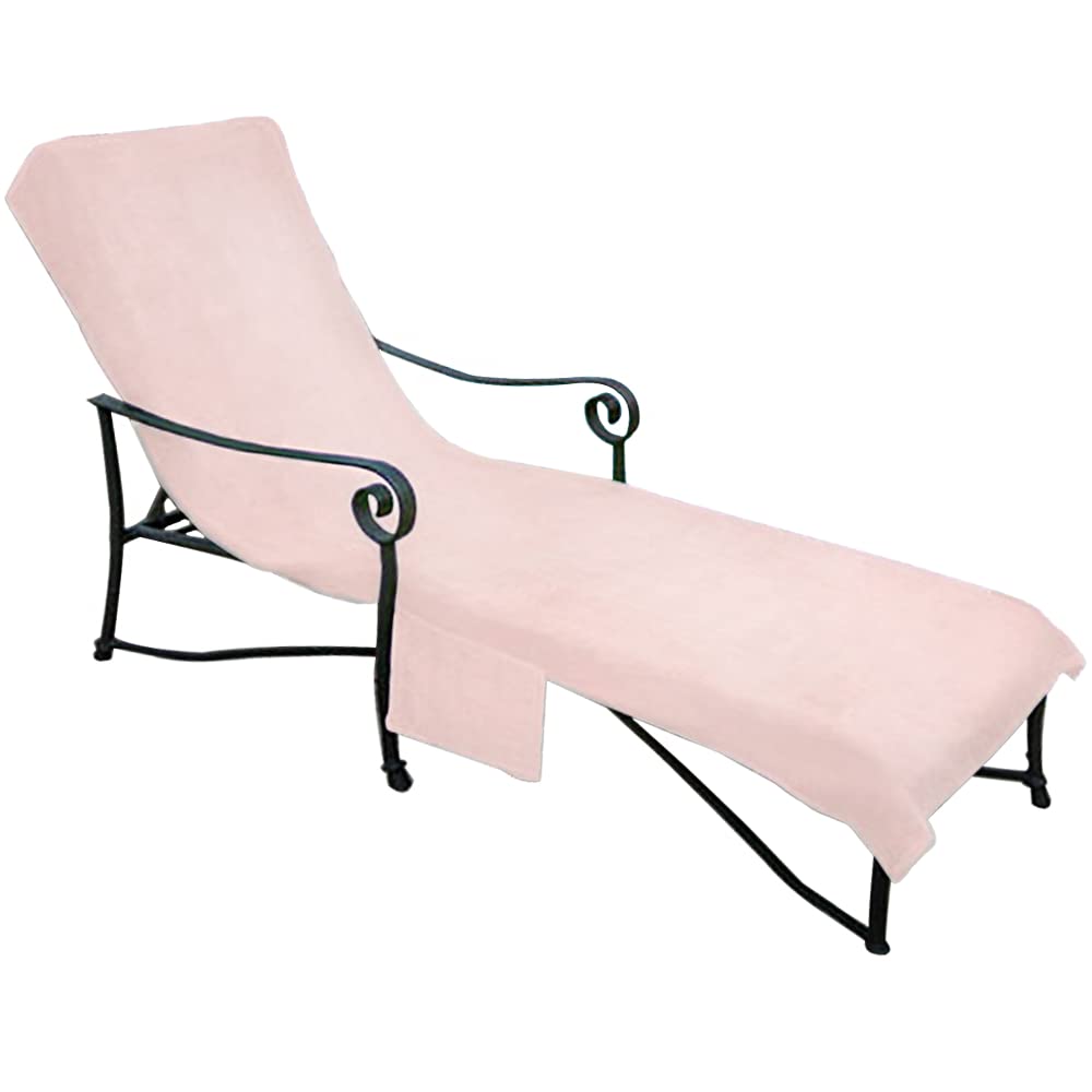 Pool Side 1000-Gram Chaise Cover, Pool Lounge Chair Cover, Lawn Chair Cover, Patio Chair Cover with 10-Inch Slip-on Back and Side Pocket Angelwing Apricot