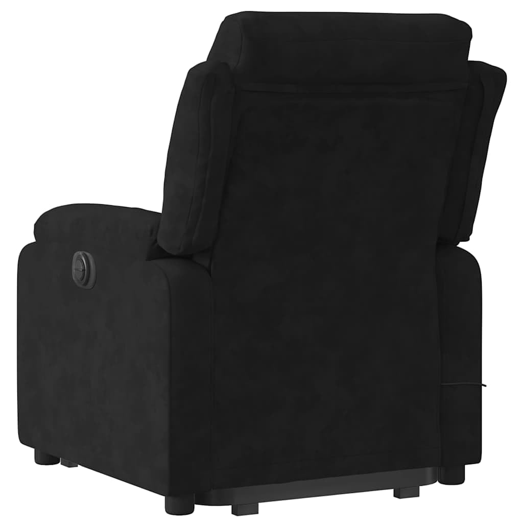 Massagesessel mit Aufstehhilfe Schwarz Samt, Relaxsessel mit elektrischer Hebefunktion, ergonomischer Komfort, modernes Design, Lounge, mit Massagefunktion für Wohnzimmer Büro
