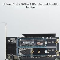 ELUTENG Dual M.2 NVMe PCIe Adapter mit Kühlkörper, PCIe M.2 Adapterkarte für M-Key & B+M-Key, 2230/2242/2260/2280 SSD, NVMe PCIeKarte mit Low-Profile-Bügel, Kompatibel mit PCI-Express X1/X4/X8/X16 St – Ansicht 2