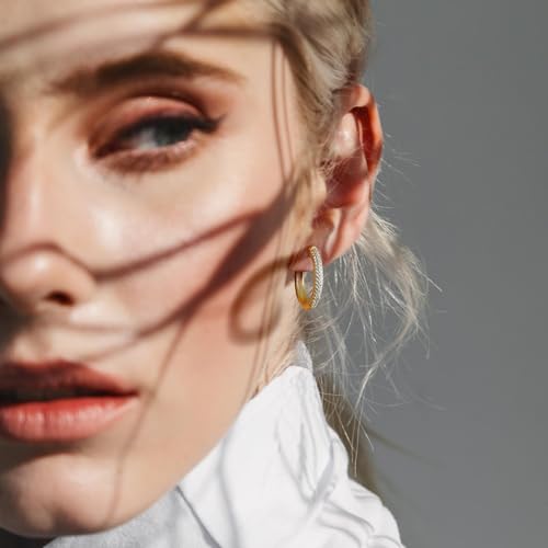 14K Gold Hoop Earrings for Women’s Hoop Earring Small Thick Hoops Earring Exquisite Diamond Hoops Earrings4