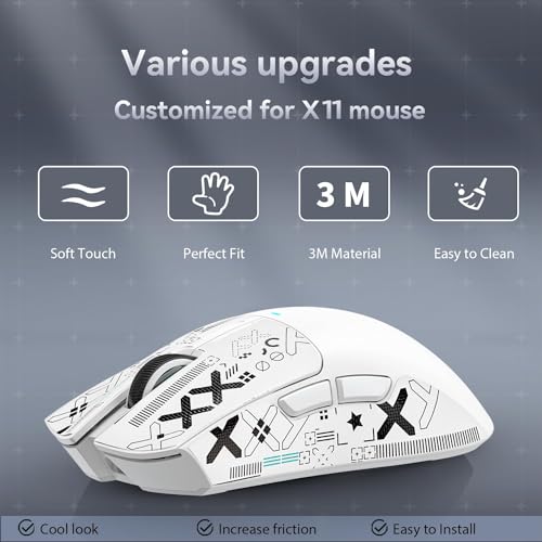 Image of ATTACK SHARK Mouse Anti-Slip Grip Tape for Superlight Wireless Gaming Mice,Universal Fit, Sweat-Resistant, Elastic Side Grips, Effortless Application, Ultra-Thin Design (0.5mm /0.02in)- White