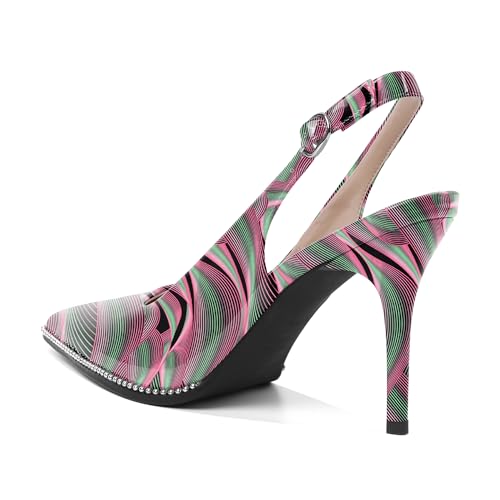 Image of SAMMITOP Women Slingback Heels Stilettos Closed Pointed Toe High Heel Silver Beaded Pumps Comfortable 3.5 Inch High Heels for Women Dressy Shoes