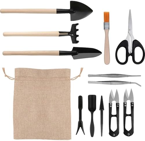 13 Pcs Garden Tool Flax Bag Set, Miniature, Transplanting Tools f...