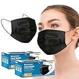 Jointown Disposable Face Mask - 3 Ply Protection Face Masks, 100 Pack Black