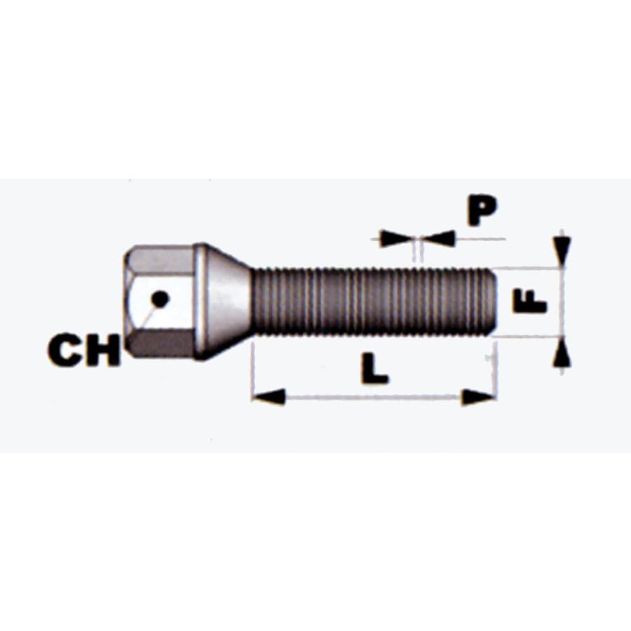 D-GEAR 1114464 Śruby Stożkowe Auto Felgi CH19, 10 Sztuk, 12 x 1, 25 50 mm