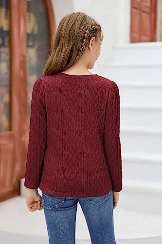 Image of Ebifin Girls Sweaters Kids Long Sleeve Crewneck Fall Knit Tops Cute Pullover Jumper Shirts 5-14 Years