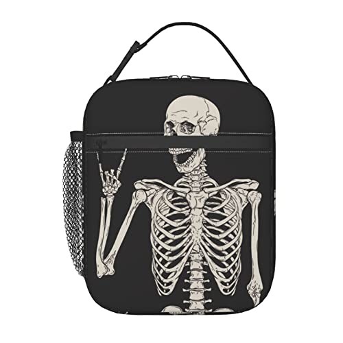 Yetta Yang Halloween Skeleton Funny Skull Portable Lunch Bag Insulated Lunch Box Reusable Totes For Women Men Work Picnic Camping #TOP1