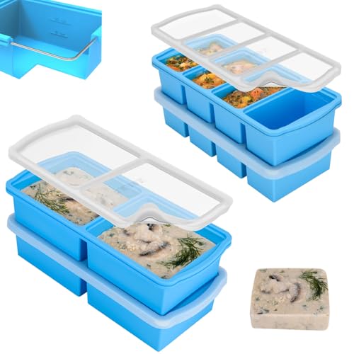 Bandejas de silicona para congelador con tapa 2 y 1 taza