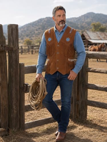 Image of Men's Western Suede Leather Vest