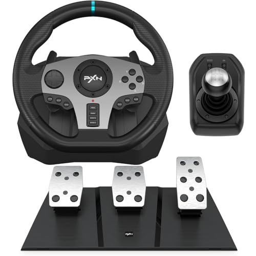 Image of Playtastic PXN V9 Gen2 Racing Wheel with Shifter and Pedals, 270 /900 Degree Vibration Gaming Steering Wheel
