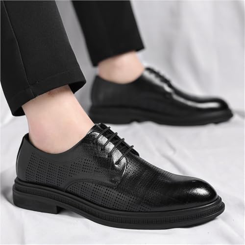 Men's Breathable Hollow Out Dress Shoes Summer Fashion Lace Up Business Formal Shoes Height Increasing Oxfords3