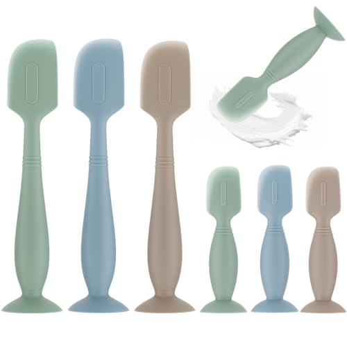 Image of 6Pack Baby Diaper Cream Spatula - Soft Silicone Diaper Cream Applicator, Butt Paste Spatula for Newborn Baby, 3xLarge Size, 3xSmall Size (Green/Khaki/Blue)