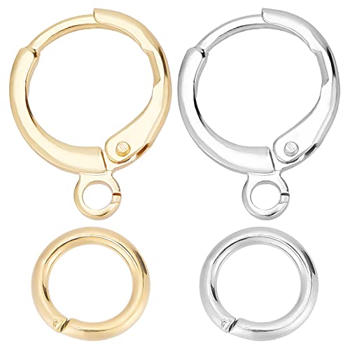 CREATCABIN 1 boîte 48pcs Crochets à Levier Ronds en Acier Inoxydable Plaqué Or Véritable 18K Levier Arrière en Laiton Français Oreille Fil Cerceaux avec Boucle Ouverte pour Homme Femme Style Boucle D' Cover