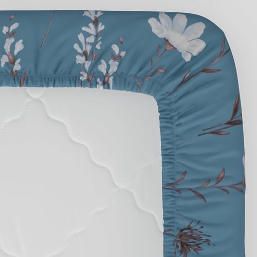 Image of HUESLAND by Ahmedabad Cotton 144 TC Cotton Elastic Fitted Bedsheet for Double Bed with 2 Pillow Covers | 60 x 78 inches