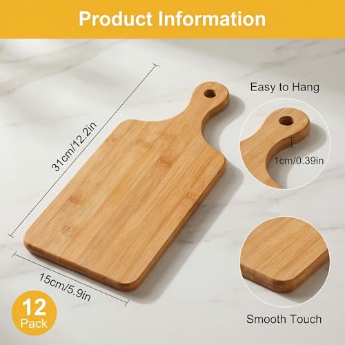 Set de 12 tablas de cortar de madera con mango bambú miniatura 2