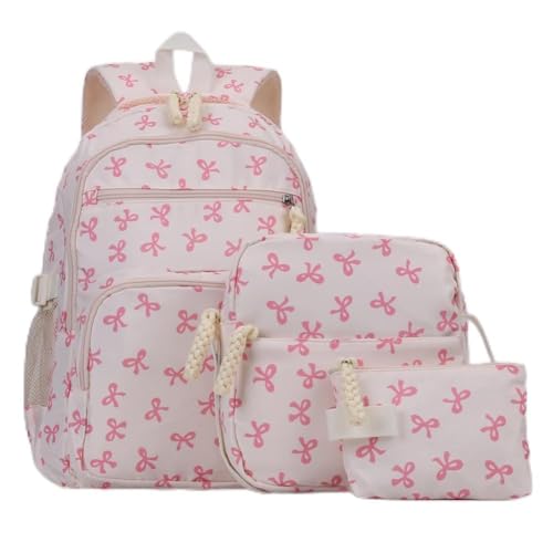 Mochila Bowknot de grande capacidade Mochila fofa (rosa)