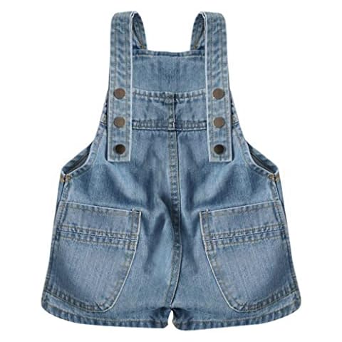 ACMEDE Baby Boy Girl Jean Overalls Toddler Denim Cute Workwear Unisex Baby Cotton Dungarees Kid Bib Pocket Denim Workwear Adjustable Denim Overalls 0-7 Years Cover