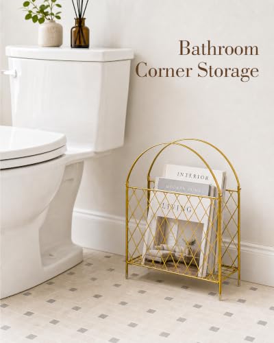 Medcph Gold Metal Magazine Holder, Magazine Rack & Storage Basket Organizer - image 5