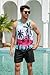 uideazone Men Beach Tank Top Sleeveless Coconut Palm Tree Quick Dry Gym Sport Muscle Shirt L