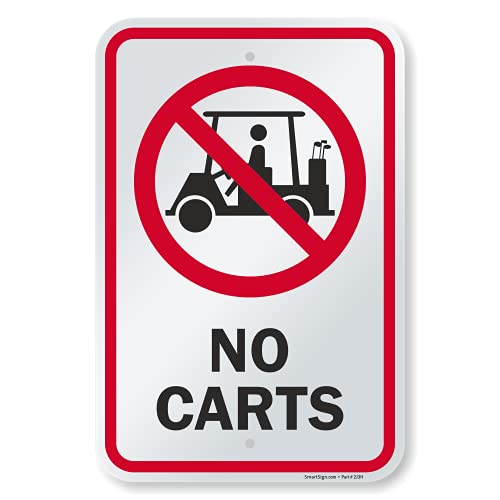 Panneau de signalisation golf No Carts SmartSign en aluminium pour préserver les greens