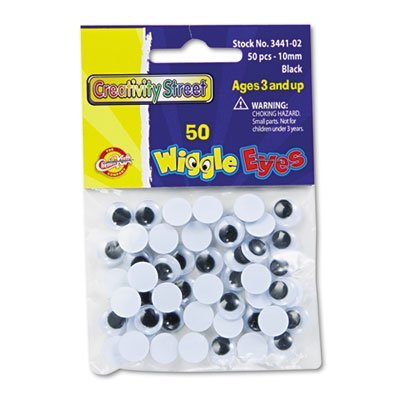 Round Black Wiggle Eyes, 10mm, Black, 50/Pack