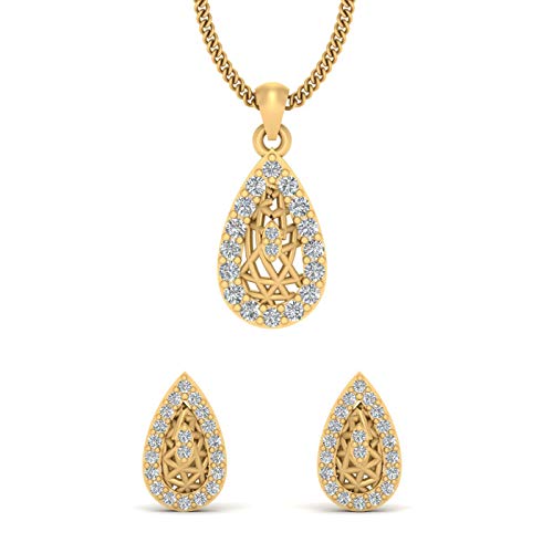 Juego de boda de diamante y pendientes de pera para novias sofisticadas