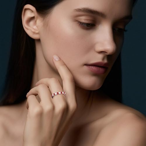 Iefil Eternity Rings for Women, Size 5-9 Sterling Silver Birthstone Gemstone Rings Wedding Eternity Band for Women2