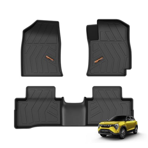 Image of Amazon Basics - 5D Car Floor Mats for Mahindra XUV 3XO (Automatic, Apr 2024-Present) | Odor-Free | All-Weather Protection | Custom Fit| TPE | Black