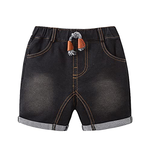 DINGDONG'S CLOSET Enfant Garçons Eté Coton Denim Shorts(Noir, 2Ans) Cover