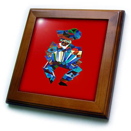 3dRose 8x8 Framed Tile - Accordion Player Isolated Cubism Style Art Acrylic Painting - Accordion Player