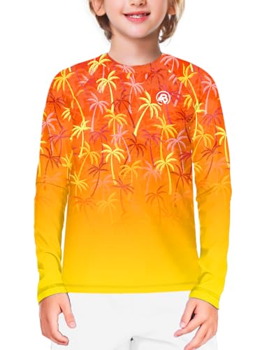 Image of AOBUTE Unisex Kids Rash Guard Long Sleeve SPF 50+ Sun Shirt UV Protection Swim Shirts 3-12 Years