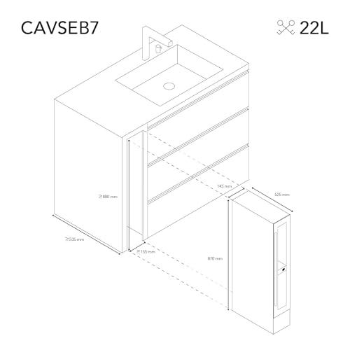 LES PETITS CHAMPS Vinoteca Empotrable 7 Botellas CAVSEB7 Black Edition, 22L, Puertas de Acero Inox, Ajuste de Temperatura de 5°C a 22°C, Sistema Termodinámico, Iluminación LED, Anti-UV, 6 estantes - imagen 3