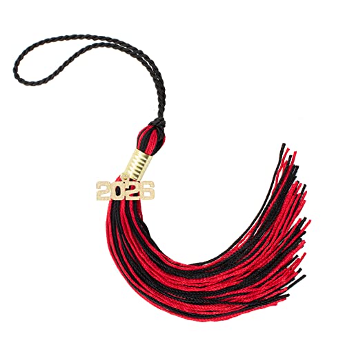 2026 Black/RED Graduation Tassel - Every School Color Available -Made in USA