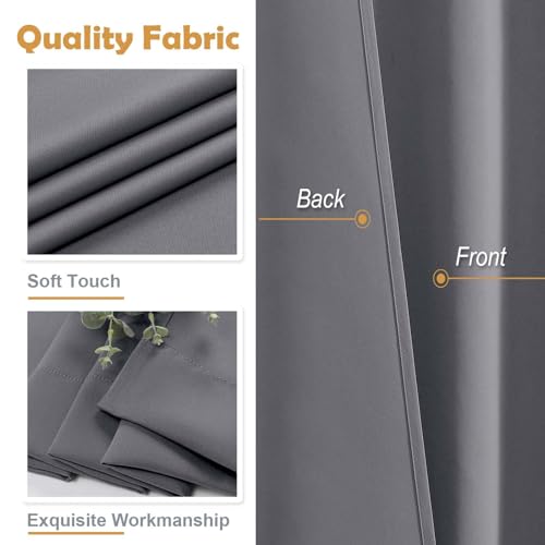 Image of Aiyufeng Charcoal Blackout Curtains for Bedroom 84 Inch Length 2 Panels Set, Thermal Insulated Room Darkening Light Blocking Rod Pocket Window Treatment Drapes for Living Room, 50 inch W x 84 inch L