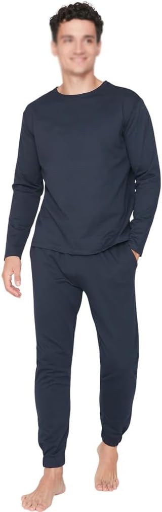 Men's Plain Long Sleeve Lounge Pants Pajamas
