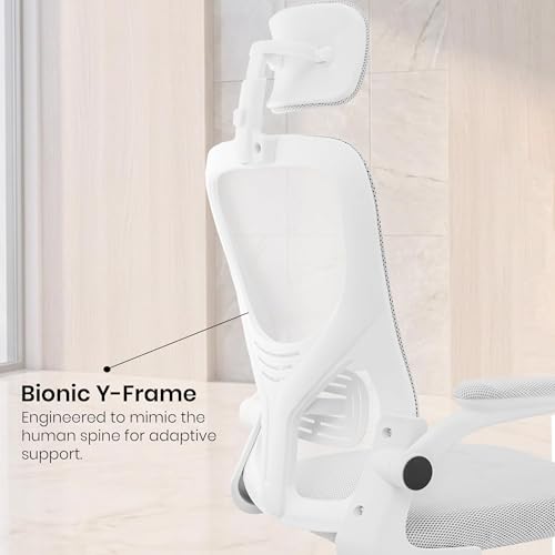 Image of Casa Copenhagen White White | High Back Imported Mesh Fabric Boss Office Chair | Y Design Ergonomic Back Support | 2D Aero Design Adjustable Armrests | Synchro Tilt Lock Mechanism Support