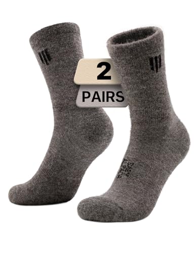 Juclise Alpaca Wool Micro Crew Hiking Socks Midweight Moisture Wicking Anti-blister Cushioned(US, Alpha, L, Regular, Regular, Camel Grey)