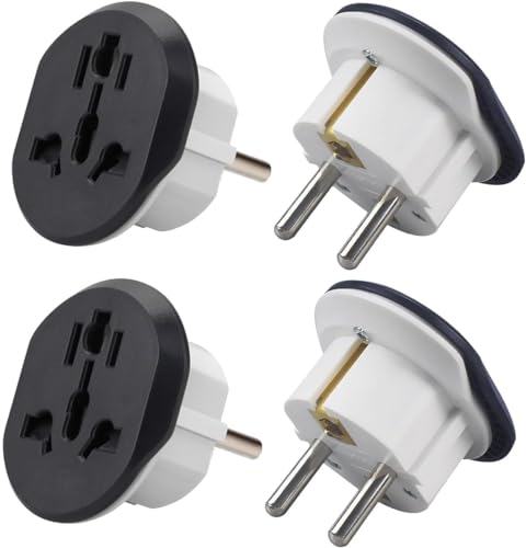 Reliable [4-Piece]Plug Converter UAE USA EU UK AU CN to KSA/EU/Germany Socket Travel Adapter Universal Socket Travel Adaptor for Business Trip Holiday Hotel Airport 2 Pin Round