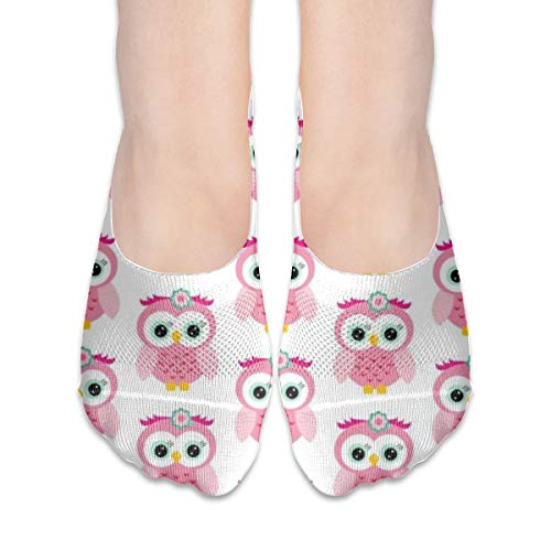 Ultra Low Cut Liner Socks Women No Show Non Slip Hidden Invisible for Flats Boat Summer, Pink Owls