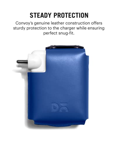 Image of DailyObjects Blue Convoy Adapter Case for MacBook Pro 16 2021 | Genuine Leather Material with Solid Protection| Cable Winding Belt & Lightweight | Button Closure | Precise Design - (Blue)