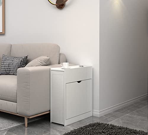 Side Table With Storage, End Table With Usb Ports And Outlets, Nightstand With Pop-Up Usb Charging Station, Drawer, Storage Cabinet With Large Flip Drawer Storage For Living Room, Bedroom White #TOP1