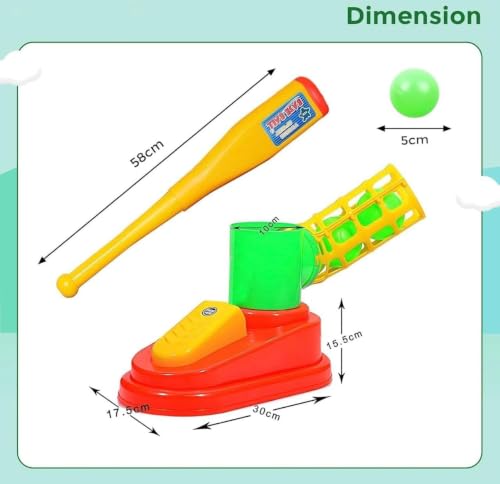 Image of Kids Baseball Toy Set with Automatic Pedal Launcher | Retractable Bat and Green Balls | Outdoor Sports Training Practice Game for Boys and Girls | Basball Practice Game Toy