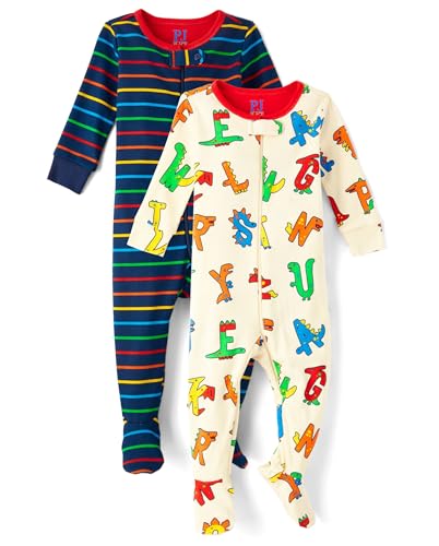 Image of The Children's Place Baby And Toddler 100% Cotton Long Sleeve Zip Front One Piece Footed Pajamas,sleep & Play