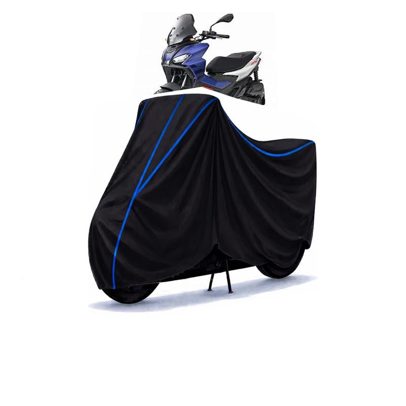 Image of Scooty Cover Water Resistant for SR GT 200 Sport | Universal Scooter & Bike Cover | Heavy Duty UV Dust, Rain & Scratch Protection Weather Indoor Outdoor | Black with Blue Piping