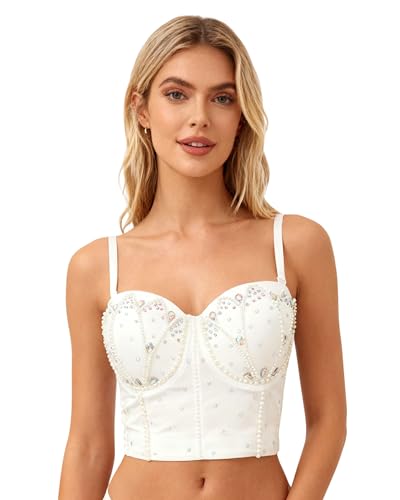 Bustiers et Corsets Blancs à Strass : Le Top Ajustable Qui Ne Glisse Pas