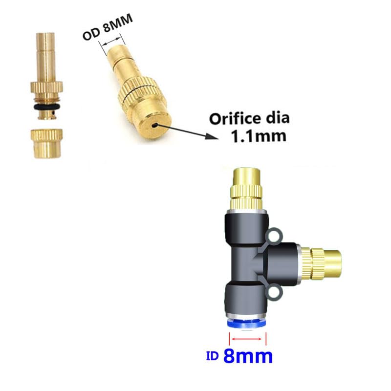 Buse de brumisation réglable en laiton avec rallonge 100 cm lot de 10 pièces